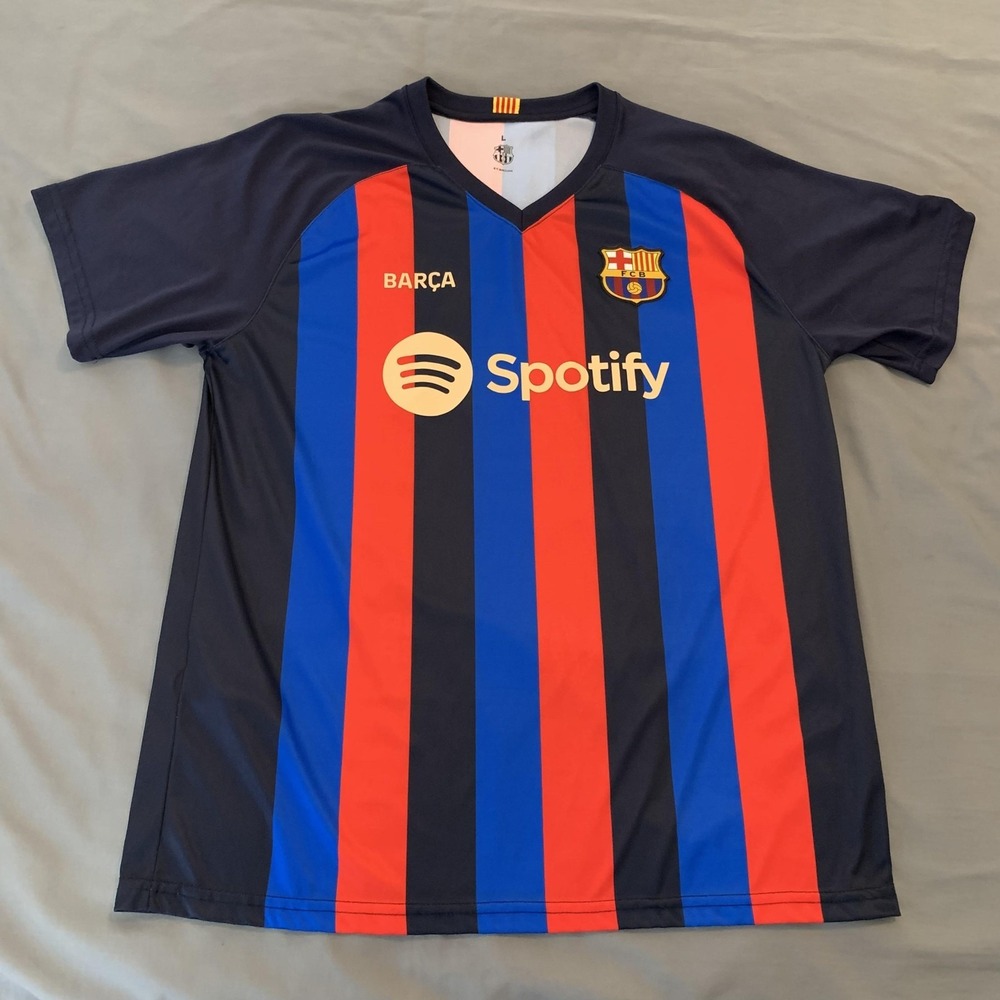 FC Barcelona‎ Jersey Mens Large Blue Red La Liga Soccer Football Barca Spotify